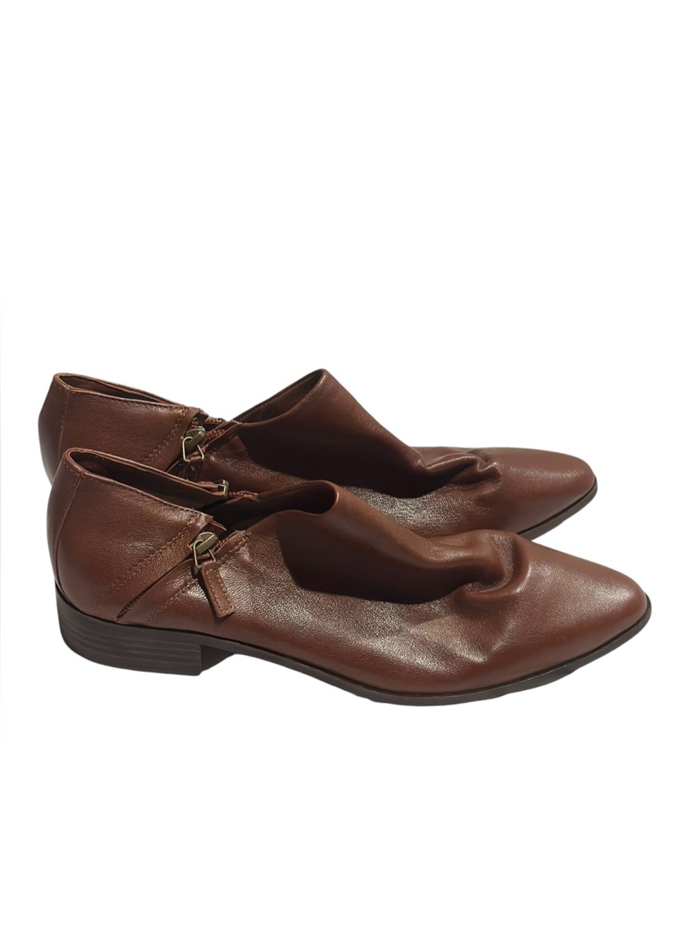 NEW Johnston & Murphy Veronica Side Zip Leather Cognac Brown Booties 10M